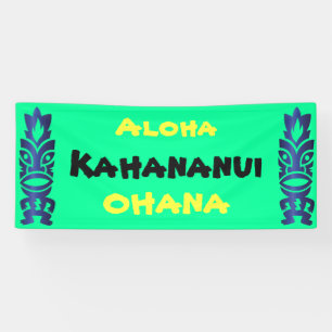 Lona Tiki Tropical Hawaiano Aloha Ohana Reunión Familia