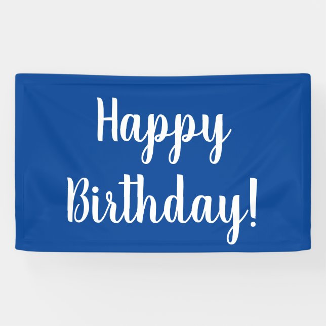Lona Tipografía blanca azul feliz cumpleaños (Horizontal)