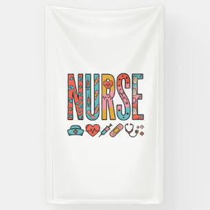 Lona Tipografía de enfermera vintage icono médico diseñ