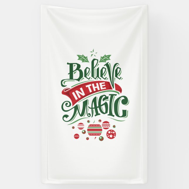 Lona Tipografía de Navidad Cree en la Magia (Vertical)