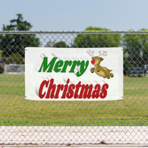 Lona Tipografía de Reno Volador Feliz Navidad