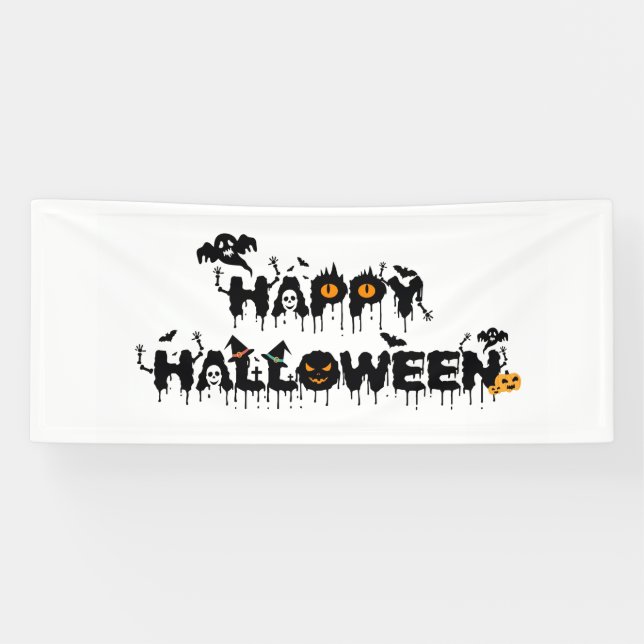 Lona Tipografía feliz de Halloween (Horizontal)