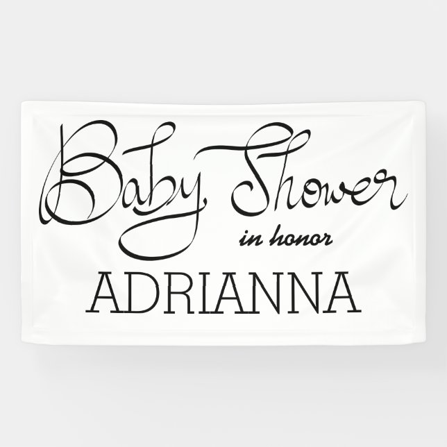 Lona Tipografía simple moderna de Baby Shower (Horizontal)