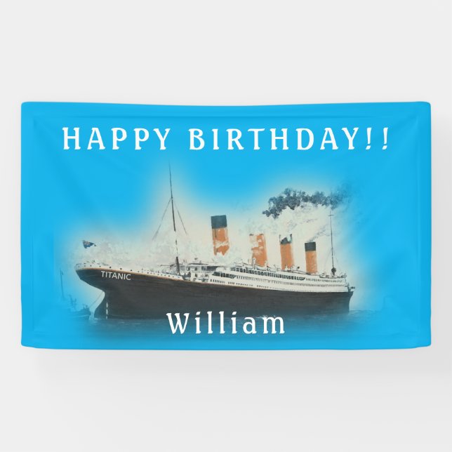 Lona Titanic Blue Birday White Star Line Ship (Horizontal)