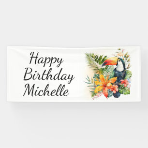 Lona Tocan Tropical Floral Happy Birday Name