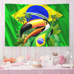 Lona Toco Toucan con la bandera de Brasil