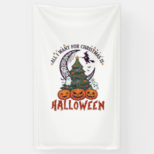 Lona Todos Quieren Navidad Árbol de Halloween Calabazas
