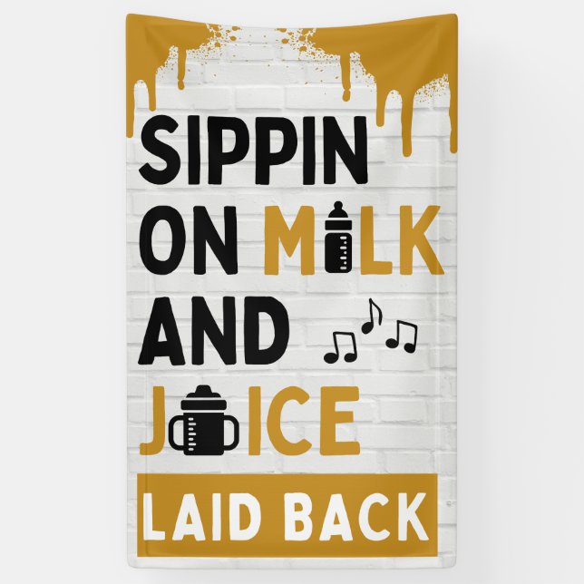 Lona Tomando leche y jugo Gold & Black Hip Hop (Vertical)