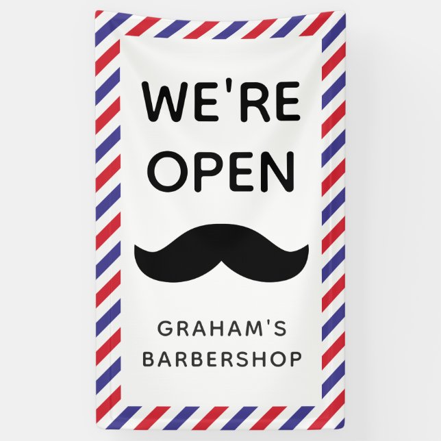 Lona Torneo de Barbershop Black Mustache (Vertical)