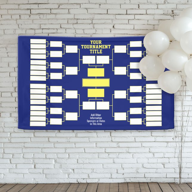 Lona Torneo Deportivo Corchete amarillo azul - 32 equip (Custom Tournament Bracket Banner)