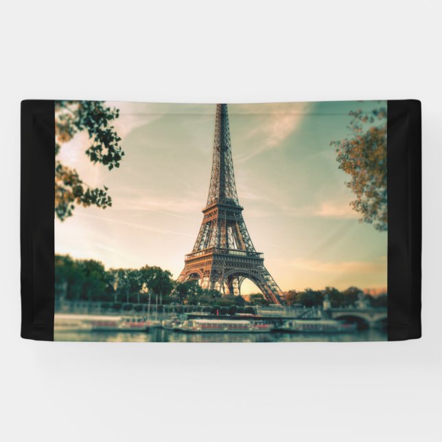 Lona Torre Eiffel arrojar almohada (Horizontal)