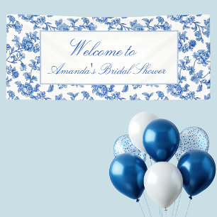 Lona Torta nupcial de Chinoiserie azul y blanco 