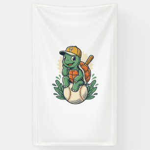Lona Tortuga de béisbol grabado vintage diseño gráfico_