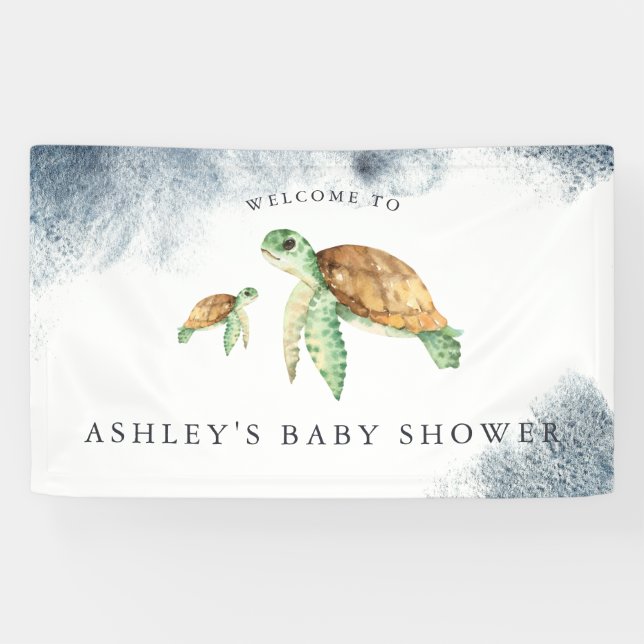 Lona Tortuga marina | Banner de bienvenida de Ocean Bab (Horizontal)