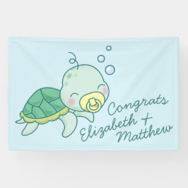 Lona Tortuga marina cute Baby Shower Kawaii