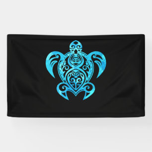 Lona Tortuga oceánica azul tribal hawaiana