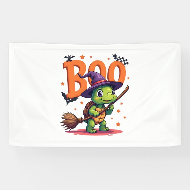 Lona Tortuga Tortoise Boo Bruja Trick O Trate Halloween (Horizontal)