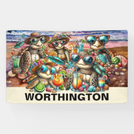 Lona Tortugas divertidas reunidas