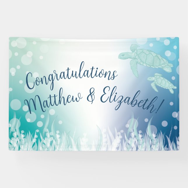 Lona Tortugas marinas Baby Shower bajo el mar (Horizontal)