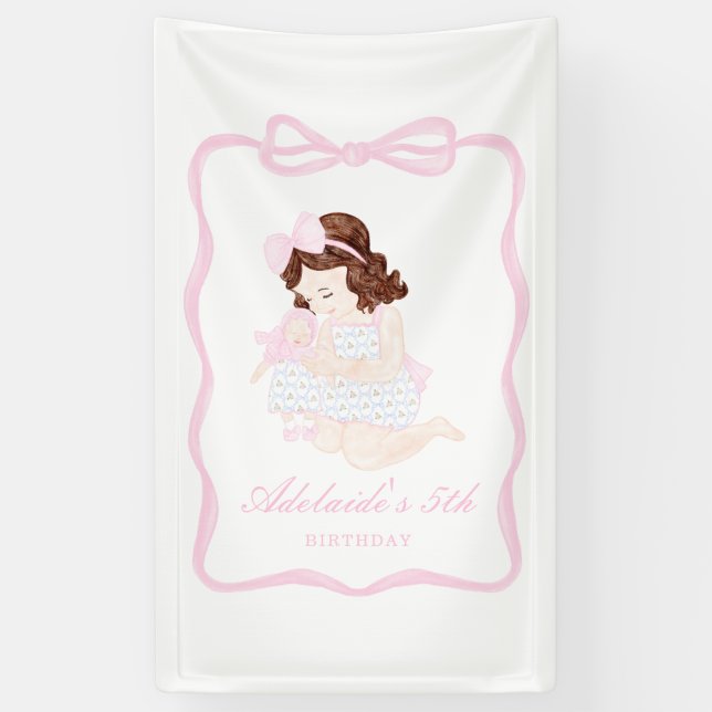 Lona Trae una muñeca cumpleaños Preppy Grandmillennial (Vertical)