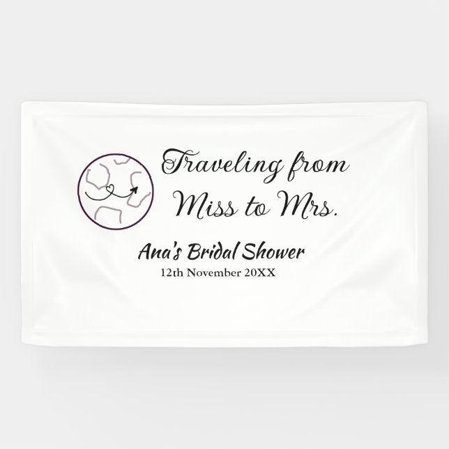 Lona Travel ducha de soltera añadir nombre fecha señori (Horizontal)