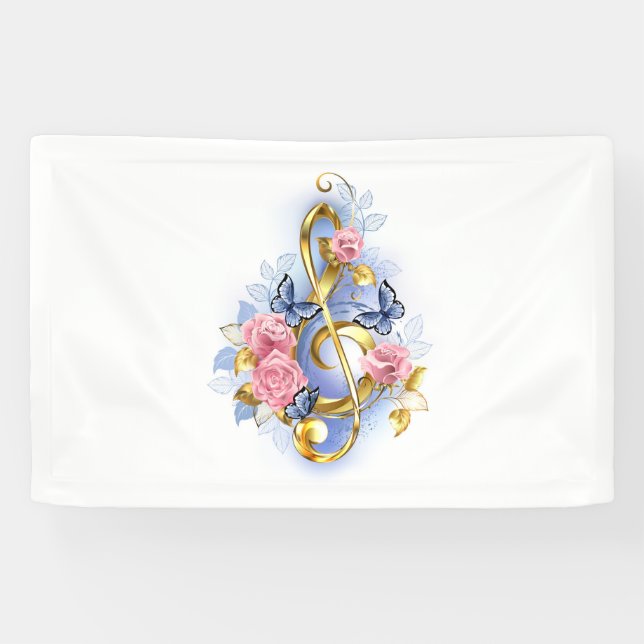 Lona Treble arrecife con rosas rosas rosas rosas (Horizontal)
