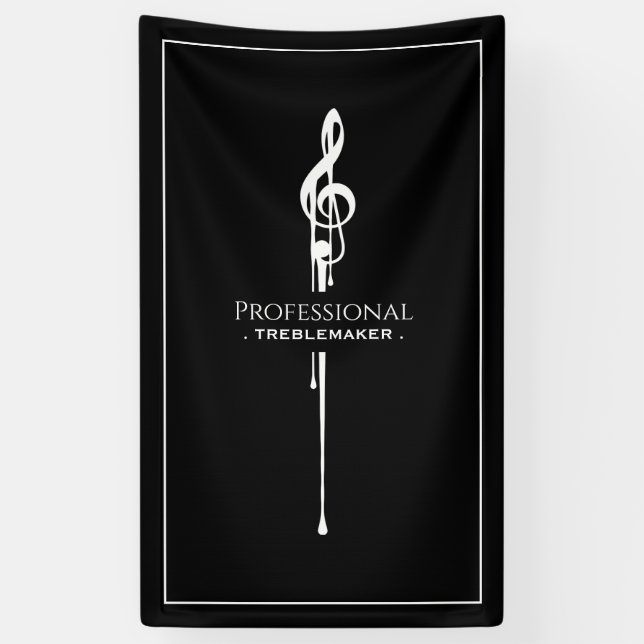 Lona Treblemaker Funny Music Pun Classy Black G-Clef (Vertical)
