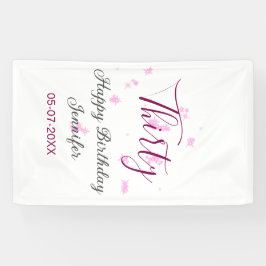 Lona Treinta años purpurina rosa estrellas negro 30 fec