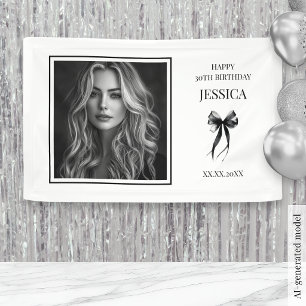 Lona Treinta Foto en Blanco y Negro Feliz Cumpleaños 30