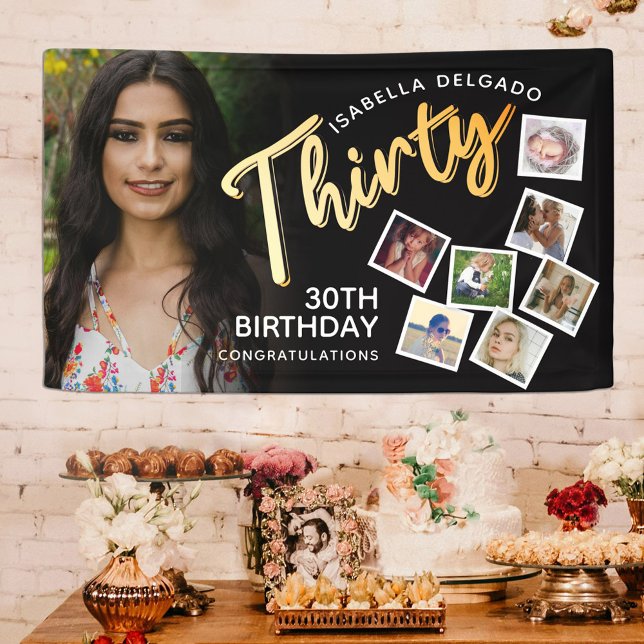 Lona Treinta oro 30.º cumpleaños fotos en negro (Subido por el creador)