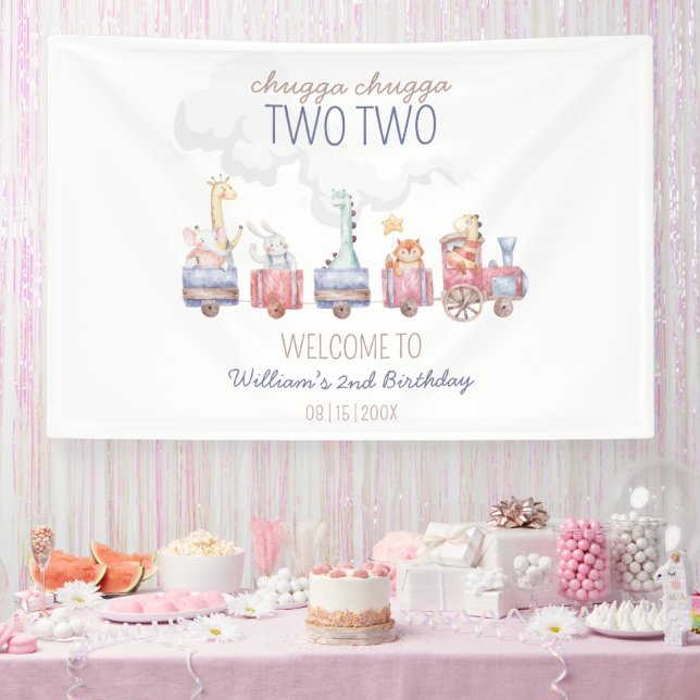 Lona Tren de Juguetes a bordo Invitación de cumpleaños, (Fiesta)