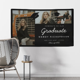 Lona Tres felicitaciones de Collage de fotos al negro g