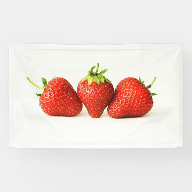 Lona Tres fresas sobre el bnrcnm blanco (Horizontal)