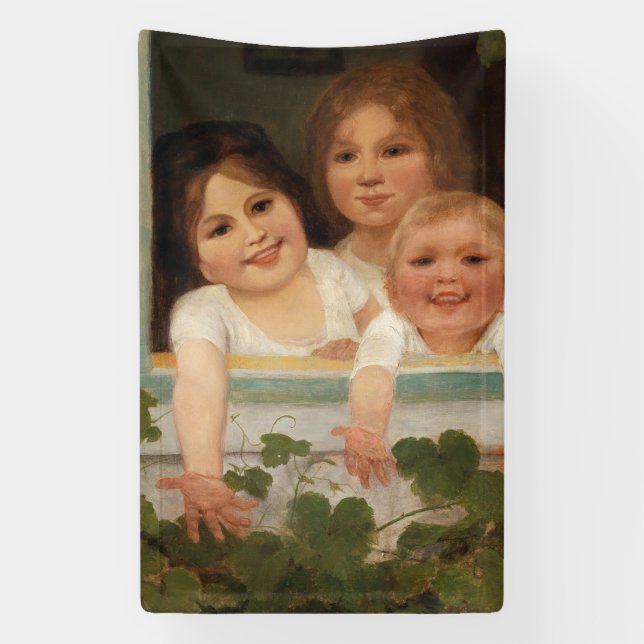 Lona Tres hijos en la ventana (Vertical)