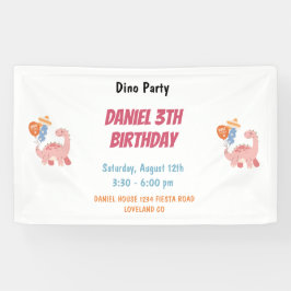 Lona Tres niños Rex Dinosaurio 3 Fiesta de cumpleaños