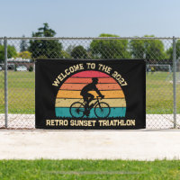 Triatlón personalizado de ciclismo retro atardecer