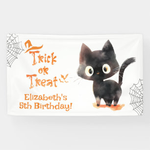 Lona Trick de gato negro de Halloween o regalo de cumpl