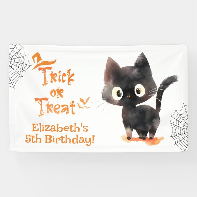 Lona Trick de gato negro de Halloween o regalo de cumpl (Horizontal)