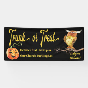 Lona Trick or Treat Halloween Calabaza y Búho
