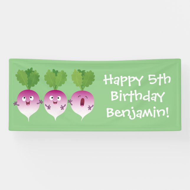 Lona Trío de verduras de nabo lindo personalizado (Horizontal)