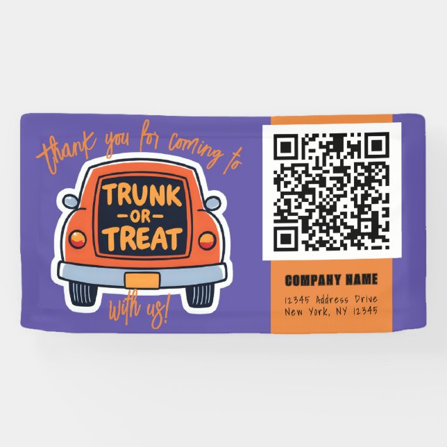 Lona Tronco o trato de Halloween QR Business (Horizontal)