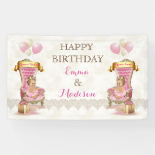 Lona Trono Real Gemelas Princesa Niña Personalizado