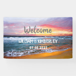 Lona Tropical Beach Ocean Waves Sunset Elegant Wedding