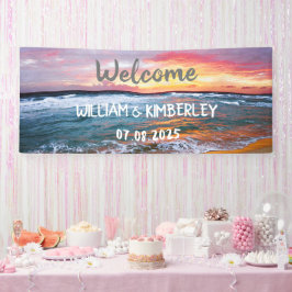 Lona Tropical Beach Ocean Waves Sunset Elegant Wedding