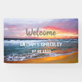 Lona Tropical Beach Ocean Waves Sunset Elegant Wedding