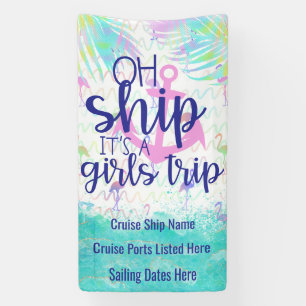 Lona Tropical Oh Ship Es una Fiesta de Chicas Puerta