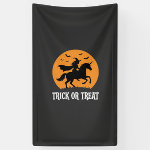 Lona Truco o trato Bruja Unicornio Diseño de Halloween_