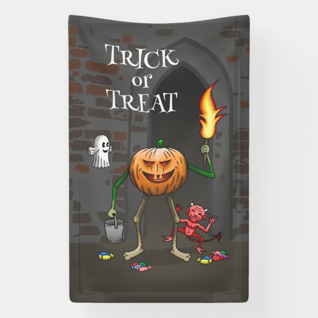 Lona Truco o trato Halloween (Vertical)