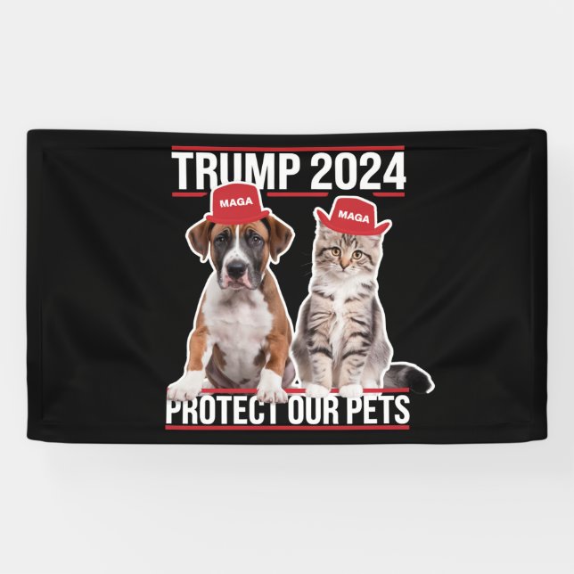 Lona Trump 2024 Proteja a nuestros Mascotas Gatos Perro (Horizontal)