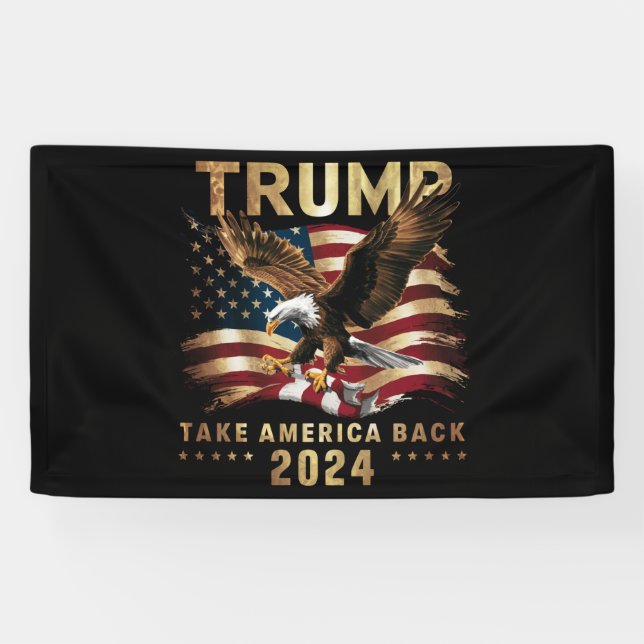 Lona Trump 2024 Recuperar la bandera estadounidense Tru (Horizontal)